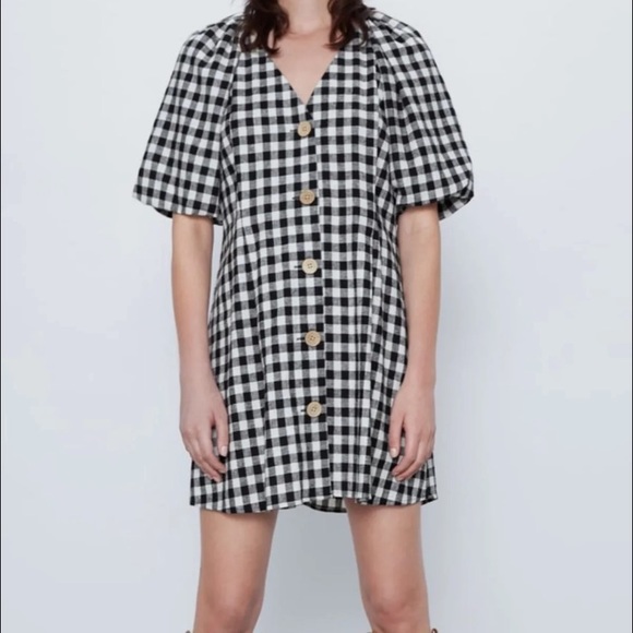 zara black and white gingham dress Zara Gingham Dress